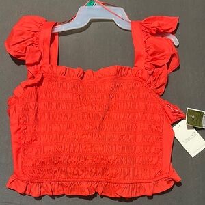 Women's Orange Smocked Top